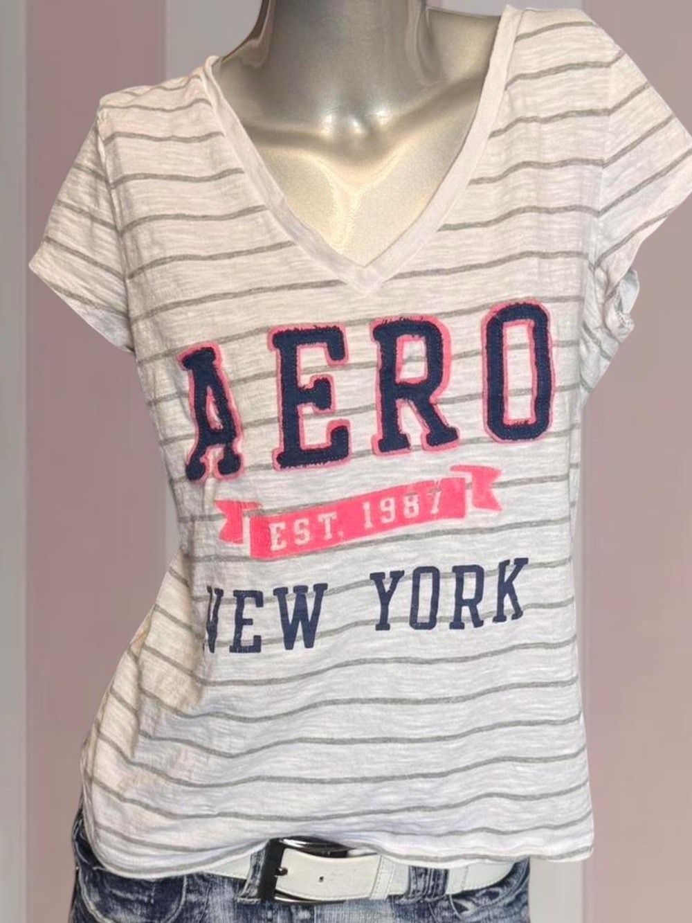 Aeropostale Striped Vintage Y2K Baby Tee
